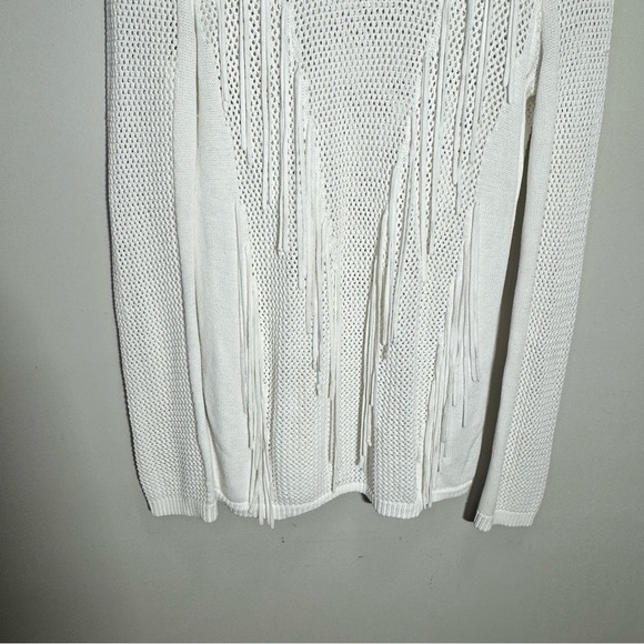 Sandro Paris Open Knit Fringe Top Sweater Long Slev Size Small - Picture 6 of 15